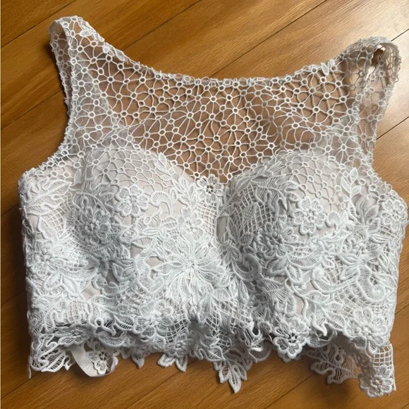 Elegant Lace Overlay two piece Wedding Dress - Picture 3 of 7